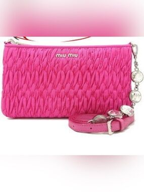 Miu Miu Nappa Crystal Matelasse Pink Shoulder Bag